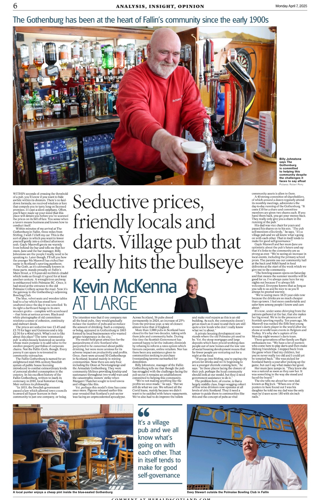 The Herald feature on Gothenburg Pub and Polmaise Bowling Club